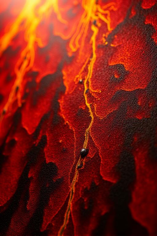 Dettaglio della collezione di carta da parati Stromboli con toni rossi e neri.